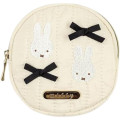 Japan Miffy Quilted Flat Mini Pouch - Miffy : My Favourite Ribbon Ivory - 1