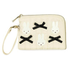 Japan Miffy Flat Mini Pouch - Miffy : My Favourite Ribbon Ivory