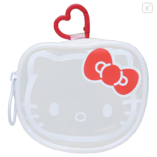 Japan Sanrio Mascot Mini Pouch with Carabiner - Hello Kitty : Face - 1
