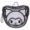 Japan Sanrio Mascot Mini Pouch with Carabiner - Kuromi : Face - 1