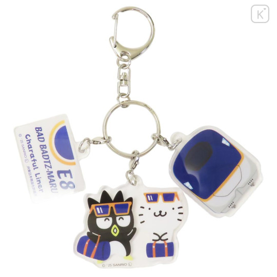 Japan Sanrio × JR East Acrylic Keychain 3 Charm - Badtz-maru : Charaful Liner - 1