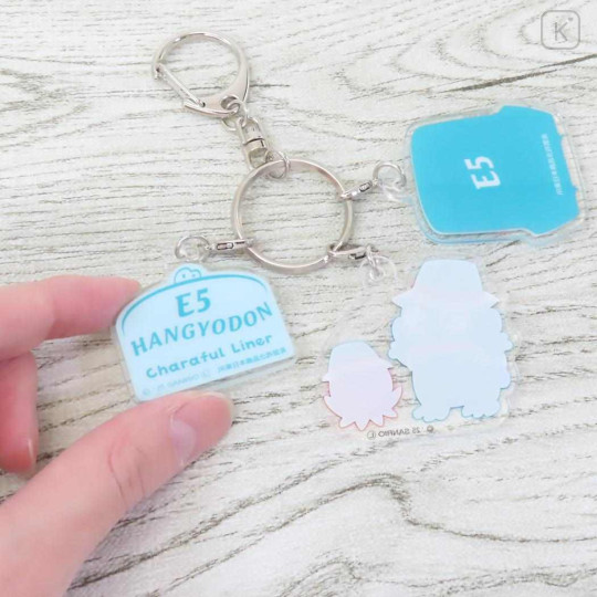 Japan Sanrio × JR East Acrylic Keychain 3 Charm - Hangyodon : Charaful Liner - 2