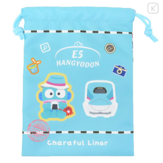 Japan Sanrio × JR East Drawstring Bag - Hangyodon : Charaful Liner Train - 1