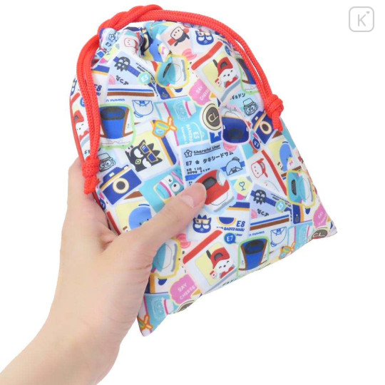 Japan Sanrio × JR East Drawstring Bag - Pochacco : Charaful Liner Train - 2