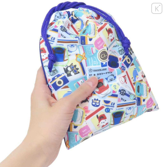 Japan Sanrio × JR East Drawstring Bag - Bad Badtz-maru : Charaful Liner Train - 2
