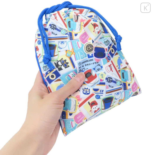 Japan Sanrio × JR East Drawstring Bag - Tuxedo Sam : Charaful Liner Train - 2