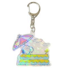 Japan Peanuts Glitter Hologram Acrylic Keychain - Snoopy & Woodstock : Chill Life Water Floating