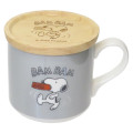 Japan Peanuts Porcelain Mug with Wooden Lid - Snoopy : Food Time Grey - 1