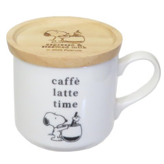 Japan Peanuts Porcelain Mug with Wooden Lid - Snoopy : Cafe Latte Time