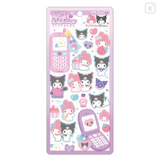 Japan Sanrio Glitter Sticker - Kuromi & My Melody : Y2K Retro Moblie Style - 1