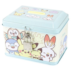 Japan Pokemon Can Piggy Bank with Lock Case - Pokepeace Light Blue