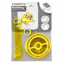 Japan Pokemon Multi Ring Plus Clear Hand Strap with Mini Pouch - Pikachu