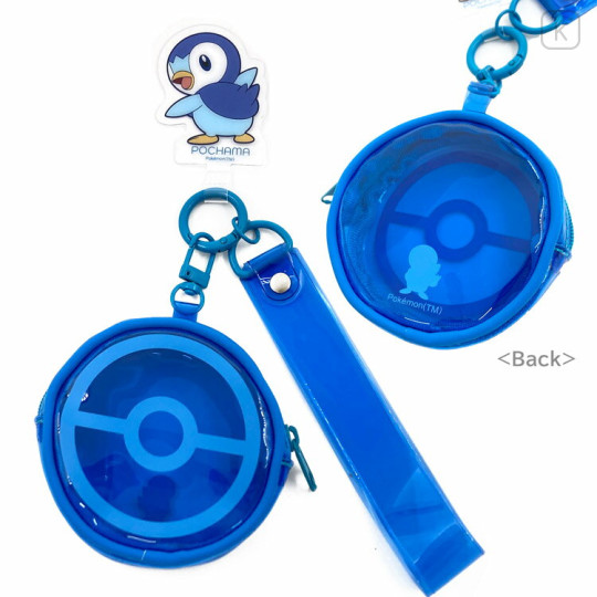 Japan Pokemon Multi Ring Plus Clear Hand Strap with Mini Pouch - Piplup - 2