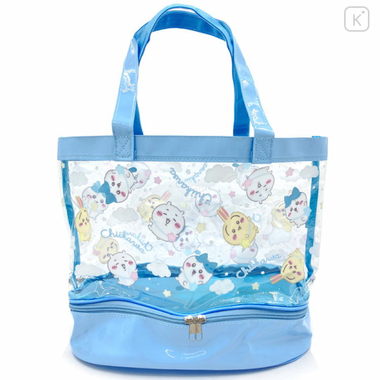 Japan Chiikawa 2 Pocket Pool Bag Vinyl Tote Bag - Chiikawa & Hachiware & Usagi : Fun Sky Night - 1