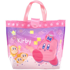 Japan Kirby Waterproof Vinyl Beach Bag & Pool Tote - Kirby & Waddle Dee : Sky Pink