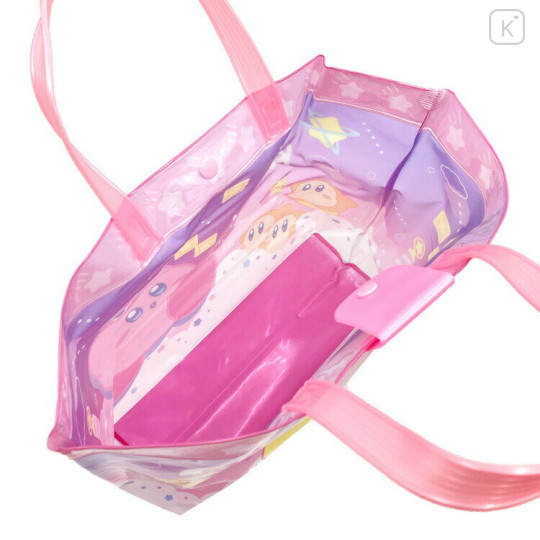 Japan Kirby Waterproof Vinyl Beach Bag & Pool Tote - Kirby & Waddle Dee : Sky Pink - 3