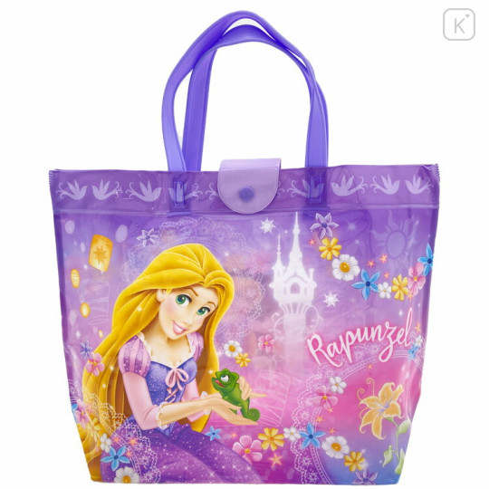 Japan Disney Pool Bag Vinyl Tote Bag - Rapunzel : Flower Purple - 1