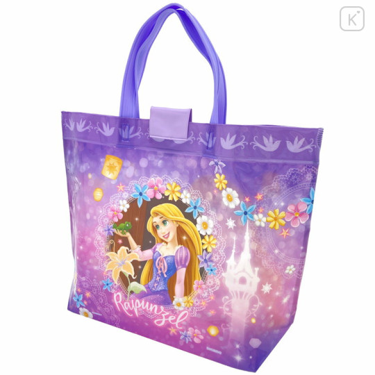 Japan Disney Pool Bag Vinyl Tote Bag - Rapunzel : Flower Purple - 2