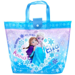Japan Disney Pool Bag Vinyl Tote Bag - Anna & Elsa : Blue