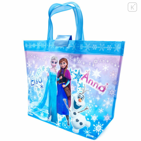 Japan Disney Pool Bag Vinyl Tote Bag - Anna & Elsa : Blue - 2