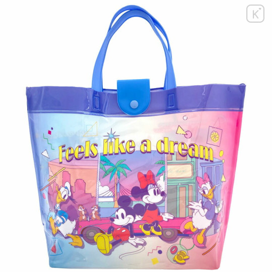 Japan Disney Pool Bag Vinyl Tote Bag - Mickey & Friends : Purple Pink Blue - 1