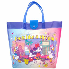 Japan Disney Waterproof Vinyl Beach Bag & Pool Tote - Mickey & Friends : Purple Pink Blue