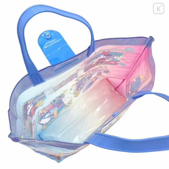 Japan Disney Waterproof Vinyl Beach Bag & Pool Tote - Mickey & Friends : Purple Pink Blue - 3