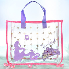 Japan Disney Pool Bag Vinyl Tote Bag - Rapunzel : Silhouette Sequins Glitter