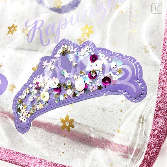 Japan Disney Pool Bag Vinyl Tote Bag - Rapunzel : Silhouette Sequins Glitter - 3