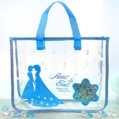 Japan Disney Pool Bag Vinyl Tote Bag - Frozen : Silhouette Sequins Glitter