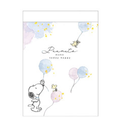 Japan Peanuts Mini Notepad - Snoopy & Woodstock : Flying Balloon