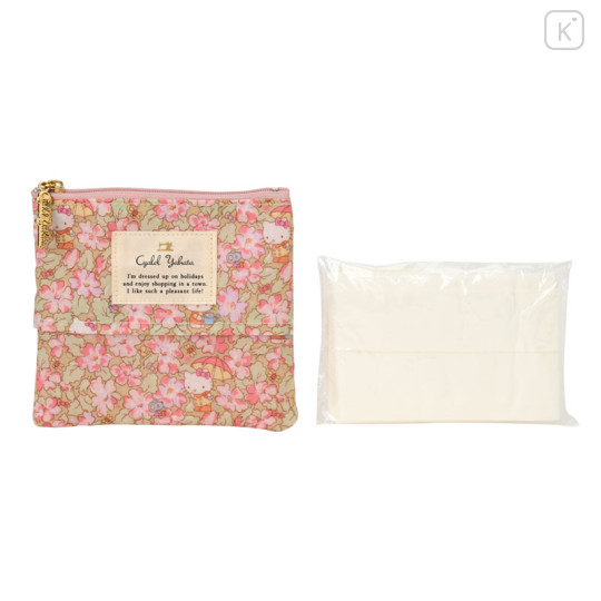 Japan Sanrio Liberty Fabrics Tissue Pouch - Hello Kitty : Primrose Meadow Pink - 2
