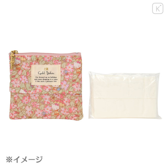 Japan Sanrio Liberty Fabrics Tissue Pouch - Hello Kitty : Primrose Meadow Yellow - 2