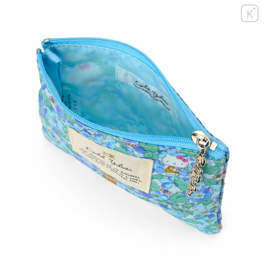 Japan Sanrio Liberty Fabrics Tissue Pouch - Hello Kitty : Primrose Meadow Blue - 3