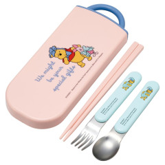 Japan Disney Bento Lunch Cutlery Set Spoon Fork Chopstick - Pooh : Special Gifts Pink Blue