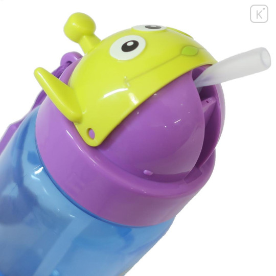 Japan Disney Store Water Bottle With Straw 350ml - Toy Story Little Green Men Aliens : Smile - 3