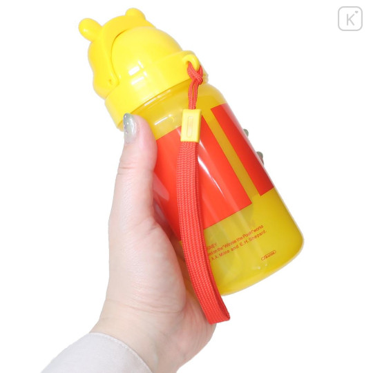 Japan Disney Store Water Bottle With Straw 350ml - Pooh : Smile - 2