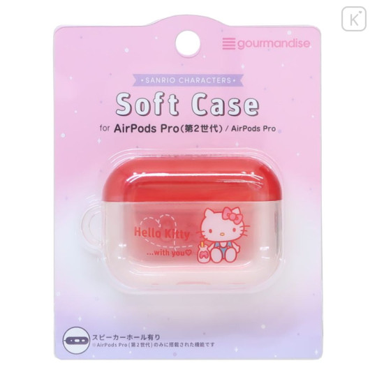 Japan Sanrio AirPods Pro Soft Case - Hello Kitty : With You Clear Light Red - 1