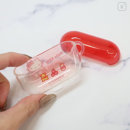 Japan Sanrio AirPods Pro 2 / Pro 1 Soft Case - Hello Kitty : With You Clear Light Red - 2