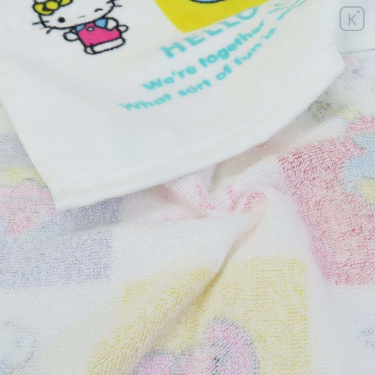 Japan Sanrio Face Towel - Hello Kitty & Hello Mimmy : Fun Grid - 2