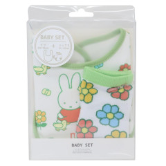 Japan Miffy Bib & Socks Set - Miffy : Flower Mint Duck