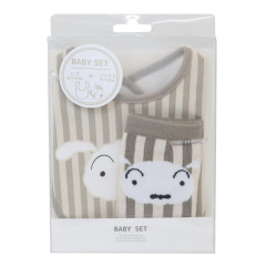 Japan Crayon Shin-chan Bib & Socks Set - Shiro : Grey Striped