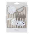 Japan Crayon Shin-chan Bib & Socks Set - Shiro : Grey Striped - 1