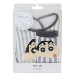 Japan Crayon Shin-chan Bib & Socks Set - Shinnosuke Nohara : Grey Striped
