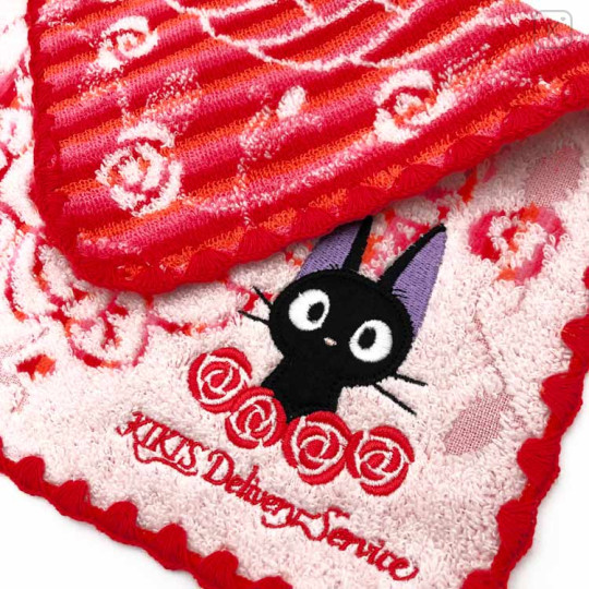 Japan Ghibli Embroidered Hand Towel - Kiki's Delivery Service : Rose Red - 2