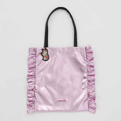 Japan Mofusand Shiny Metallic Tote Bag - Strawberry Cat Nyan Pink