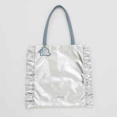 Japan Mofusand Shiny Metallic Tote Bag - Shark Cat Nyan Silver