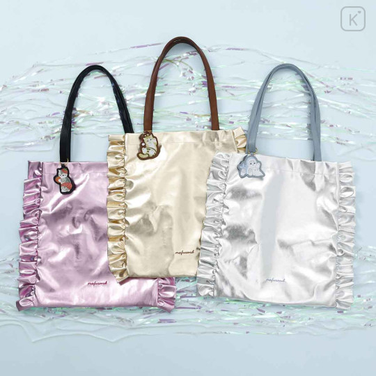 Japan Mofusand Shiny Metallic Tote Bag - Shark Cat Nyan Silver - 2