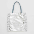 Japan Mofusand Shiny Metallic Tote Bag - Shark Cat Nyan Silver - 3