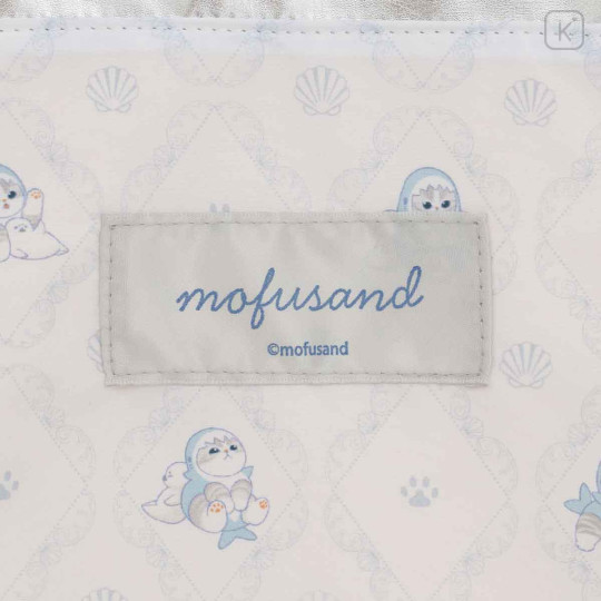 Japan Mofusand Shiny Metallic Tote Bag - Shark Cat Nyan Silver - 6